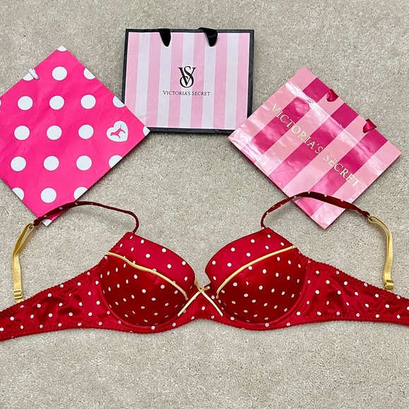 NEW Victoria’s Secret Sexy Little Things Red Polka Dot padded Push up Bra 34D - Picture 4 of 7